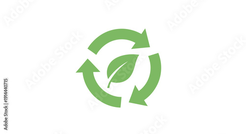 Green leaf recycling symbol icon.