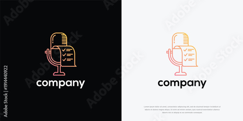 Podcast Checklist Logo Design. Modern Audio Task Management  Reporting Icon.