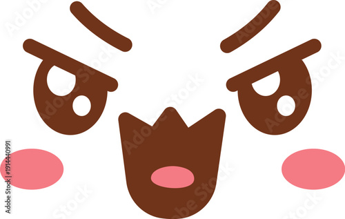 Angry Kawaii Face Emoji Cartoon