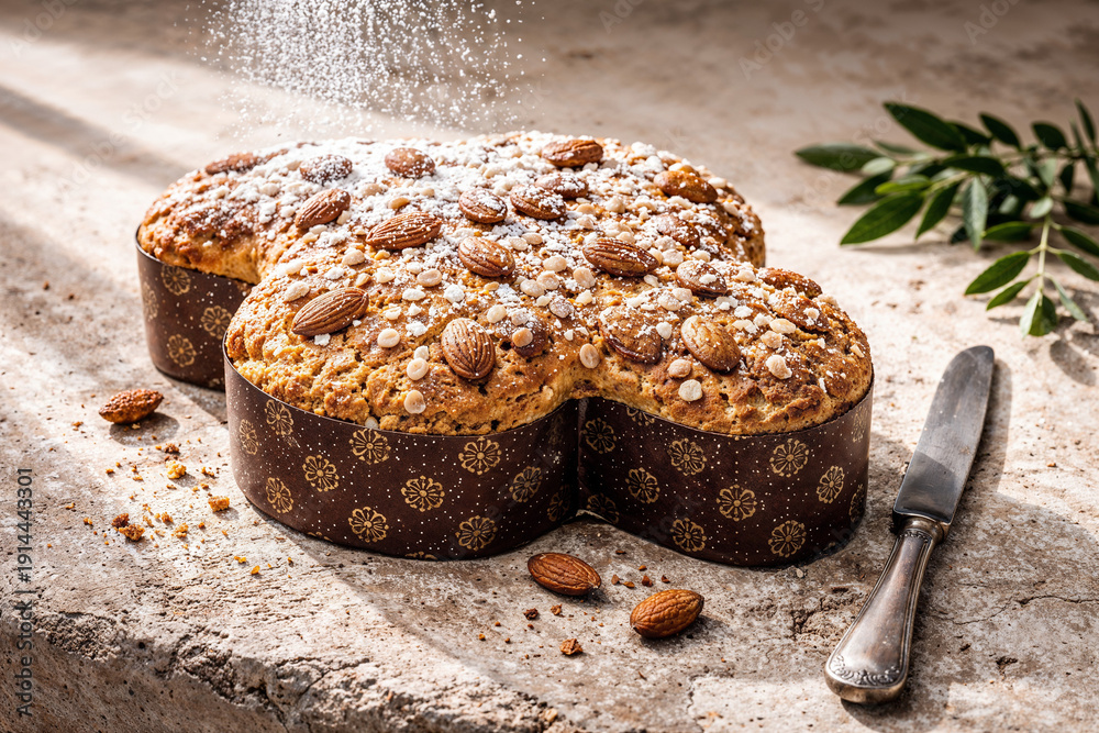 custom made wallpaper toronto digitalTraditional Italian Colomba Easter Bread with Almonds and Pearl Sugar Dusted with Powdered Sugar