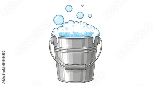 Silver Metal Bucket Soapy.