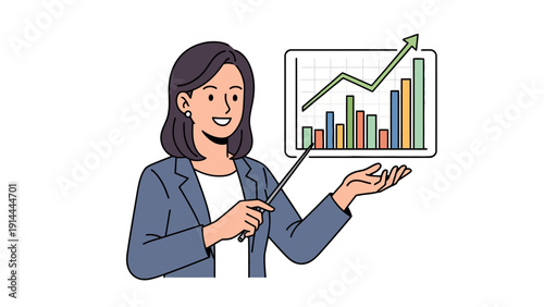 Woman Presenting Business Graph.