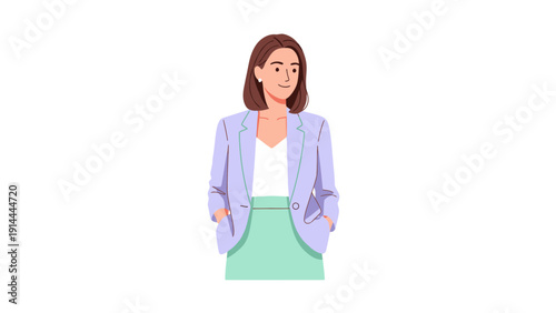 Woman Wearing Purple Jacket.