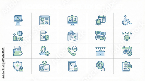 Telemedicine and Remote Hospital Care Icon Set for Digital Healthcare Services
