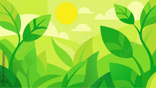 Seamless pattern with green leaves and branches featuring natural foliage and floral vector illustration for an eco-friendly tree leaf wallpaper design