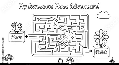 Vector illustration of a maze pattern for children's brain teaser games.