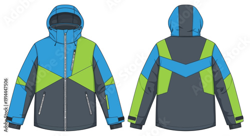 Colorful Hooded Winter Jacket.