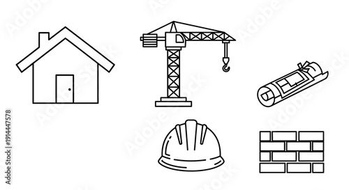 Construction Elements Illustration Set.