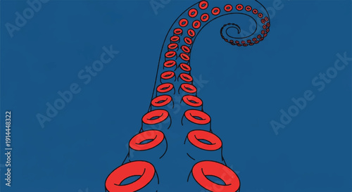 Deep Sea Grasp: Bold Vector Illustration of a Tentacle Reaching from the Ocean Depths