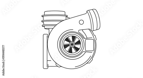 Turbocharger Technical Line Drawing.