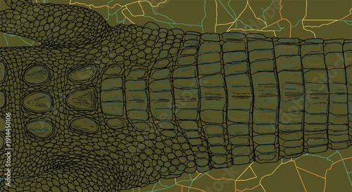 Primal Luxury Texture: Detailed Vector Illustration of Crocodile Scutes and Scales for Danger, Durability, and High-End Wildlife Backgrounds