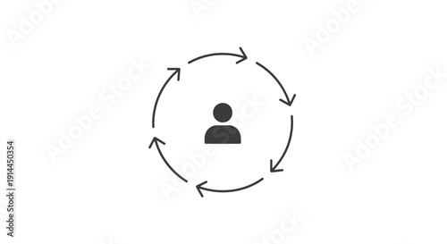 Person Icon Surrounded by Circular Arrows.