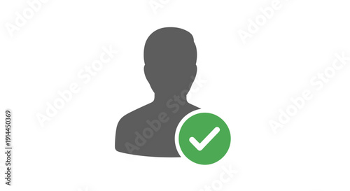 Person Silhouette with Green Checkmark Icon.