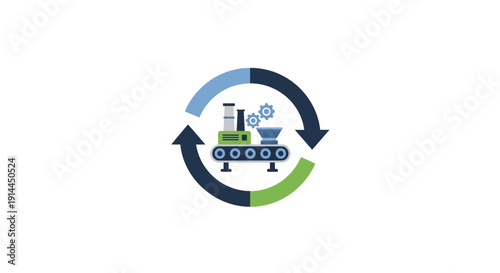 Recycling Process Circular Icon Illustration.