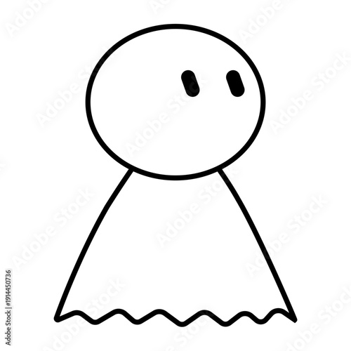 てるてる坊主のシンプルイラスト：右