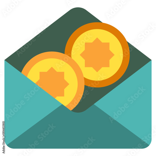 Eid Envelope Flat Icon Mini Illustration, Use For Modern Concept, Print, Ui, Ux Kit, Web And App Development. Vector Related To Ramadan, Eid Al-Fitr, Eid Al-Adha And More