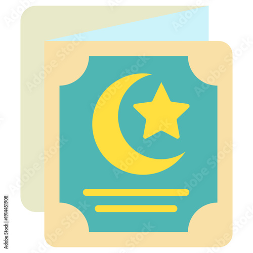 Greeting Card Flat Icon Mini Illustration, Use For Modern Concept, Print, Ui, Ux Kit, Web And App Development. Vector Related To Ramadan, Eid Al-Fitr, Eid Al-Adha And More