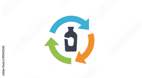 Recycling Symbol with Plastic Bottle Icon.