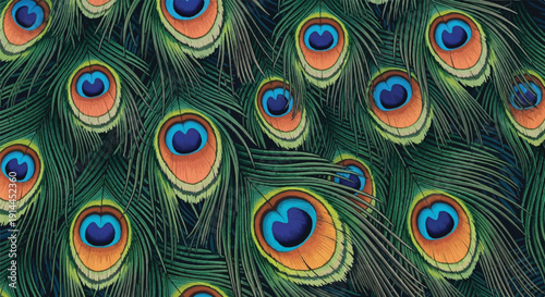 Opulent Emerald Eye: Seamless Peacock Feather Pattern for High-End Luxury Design