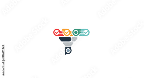 Shopping Cart with Colored Icons and Wheel.