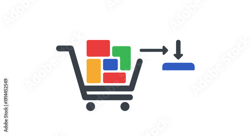 Shopping Cart with Colored Boxes Downloading.