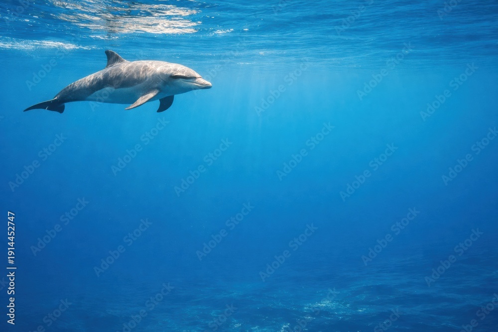 Fototapeta premium Dolphin Swimming in Clear Blue Water During Daylight in Ocean