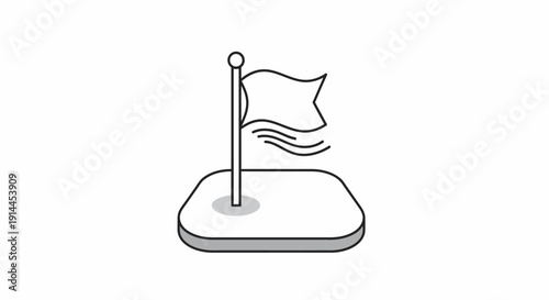Simple Line Drawing of a Flag on a Pole.