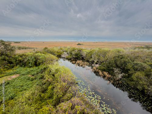 Storm Clouds Over Everglades River Bend and Sawgrass Horizon
