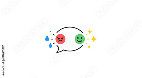 Speech Bubble with Emoticon Faces Inside.