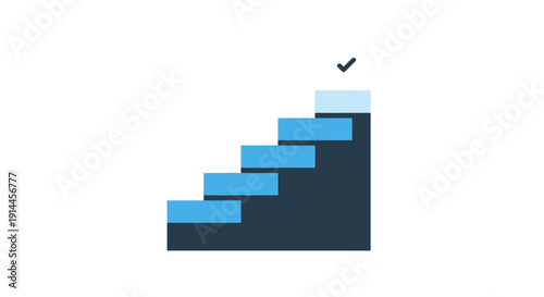 Staircase with Checkmark Symbolizing Success and Progress.