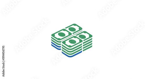 Stack of green paper currency bills.