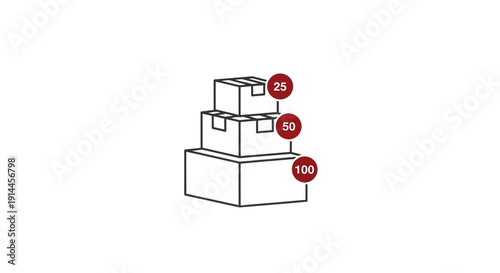 Stack of white boxes with labels.