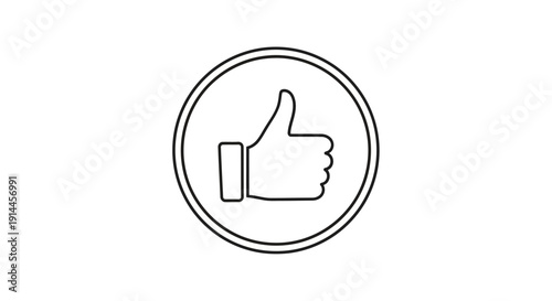 Thumbs Up Icon Simple Line Art.