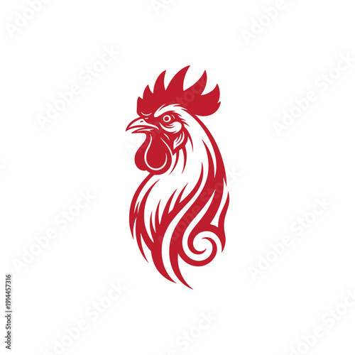 Rooster tattoo flat vector design