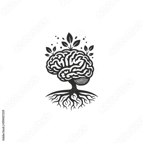 brain growth logo flat vector design