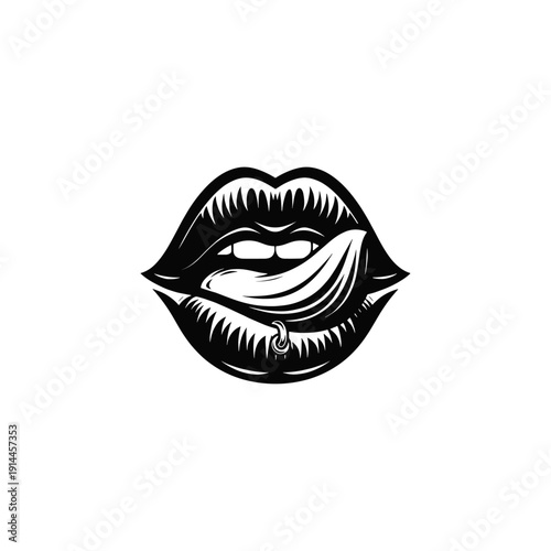 lips and tongue erotic logo flat vector design