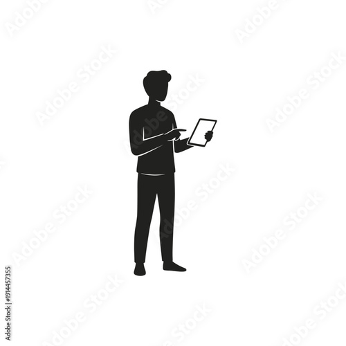 Man using Tab flat vector design