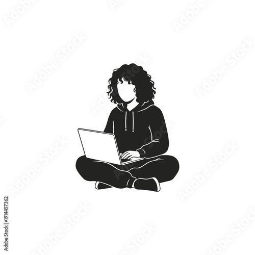 Girl using Laptop flat vector design