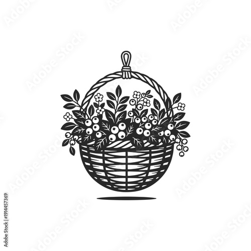 Basket of berries logo flat vector design