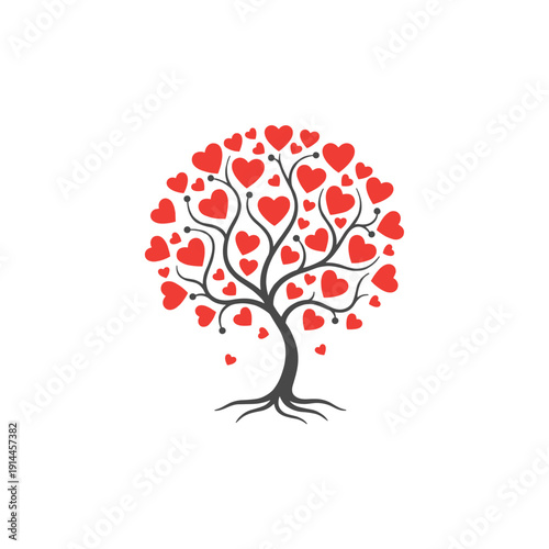 Love tree logo flat vector design