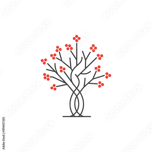 cherry tree logo flat vector design