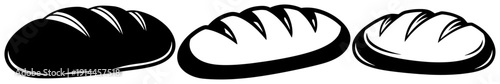 Set of various fresh bread loaf silhouettes for bakery design