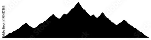 Solid black silhouette of a jagged mountain range landscape