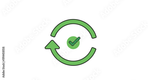 Green Circular Refresh Icon with Checkmark.