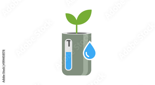 Green Sprout Growing in Measuring Cylinder.