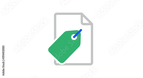 Green price tag on document.