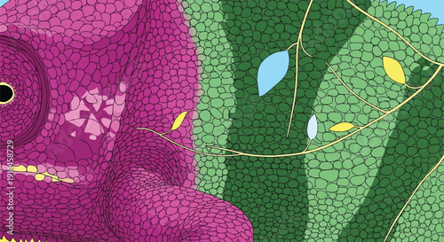 Seamless Integration: Dynamic Vector Camouflage Representing Adaptability and Change.