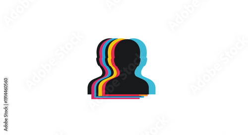 Multicolored Silhouette of a Human Head.