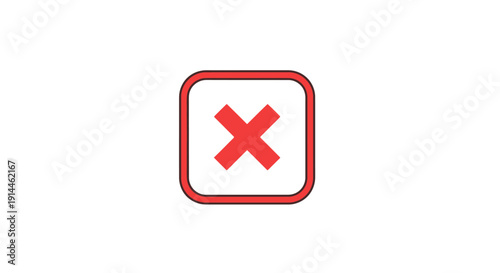 Red X Mark Symbol Icon.