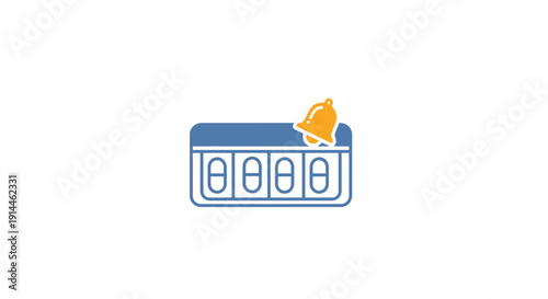 Single blue piggy bank with coin.